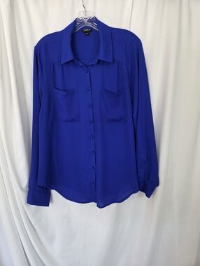 torrid Cobalt Blue Button-Front Blouse Size 00-M/L